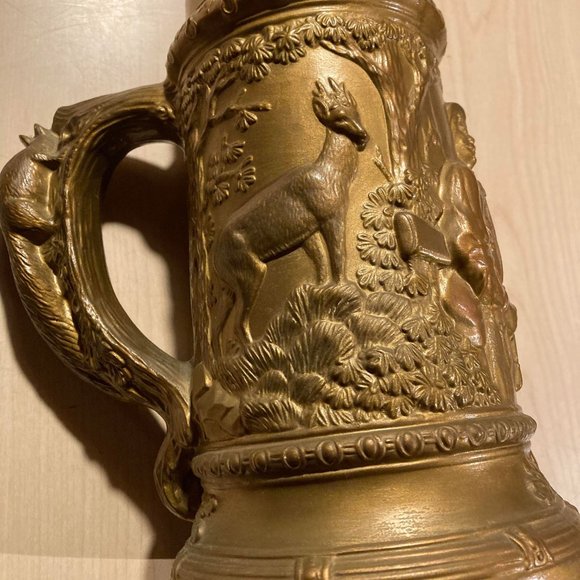 Hand Crafted Dining Decorative Large Ceramic German Beer Stein Deer Stag Marked Adforton